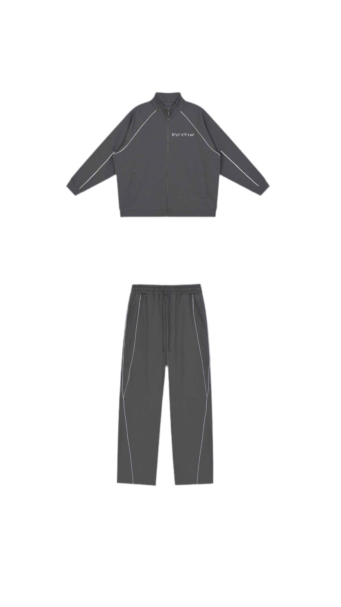 Rich Virtue Dark Grey Reflection Stripped Set